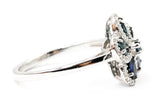 Sapphire and Diamond Flower Ring - 14k White Gold - 1.35ctw