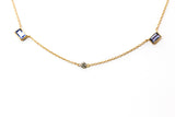 Sapphire and Diamond Necklace - 14k Yellow Gold - 0.77ctw