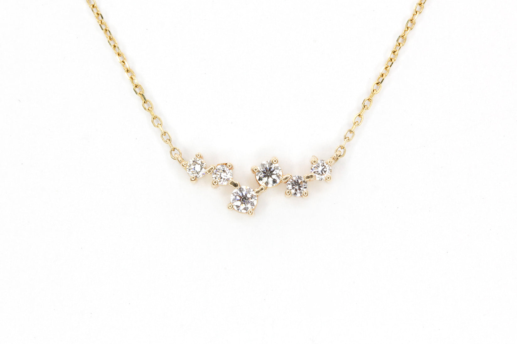 Scattered Diamonds Necklace - 14k Yellow Gold - 0.20ctw