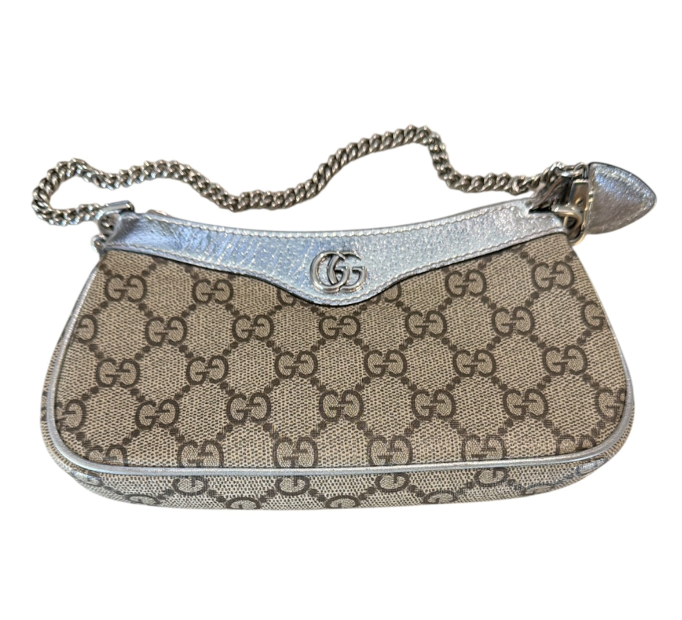 Gucci Silver/Leather Mini Ophidia Chain Bag