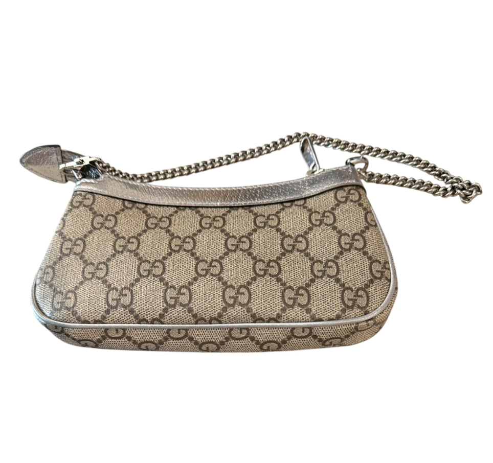 Gucci Silver/Leather Mini Ophidia Chain Bag