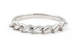 Slanted Diamond Baguette Band Ring - 10k White Gold - 0.30ctw