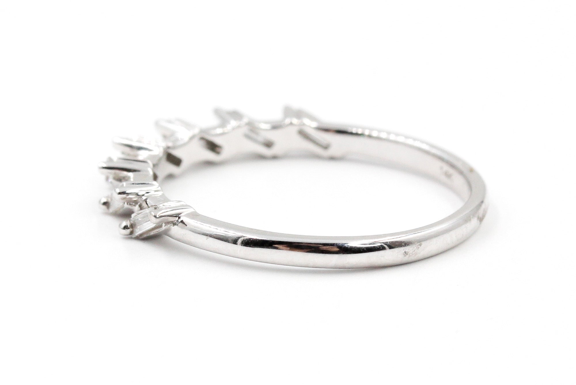 Slanted Diamond Baguette Band Ring - 10k White Gold - 0.30ctw