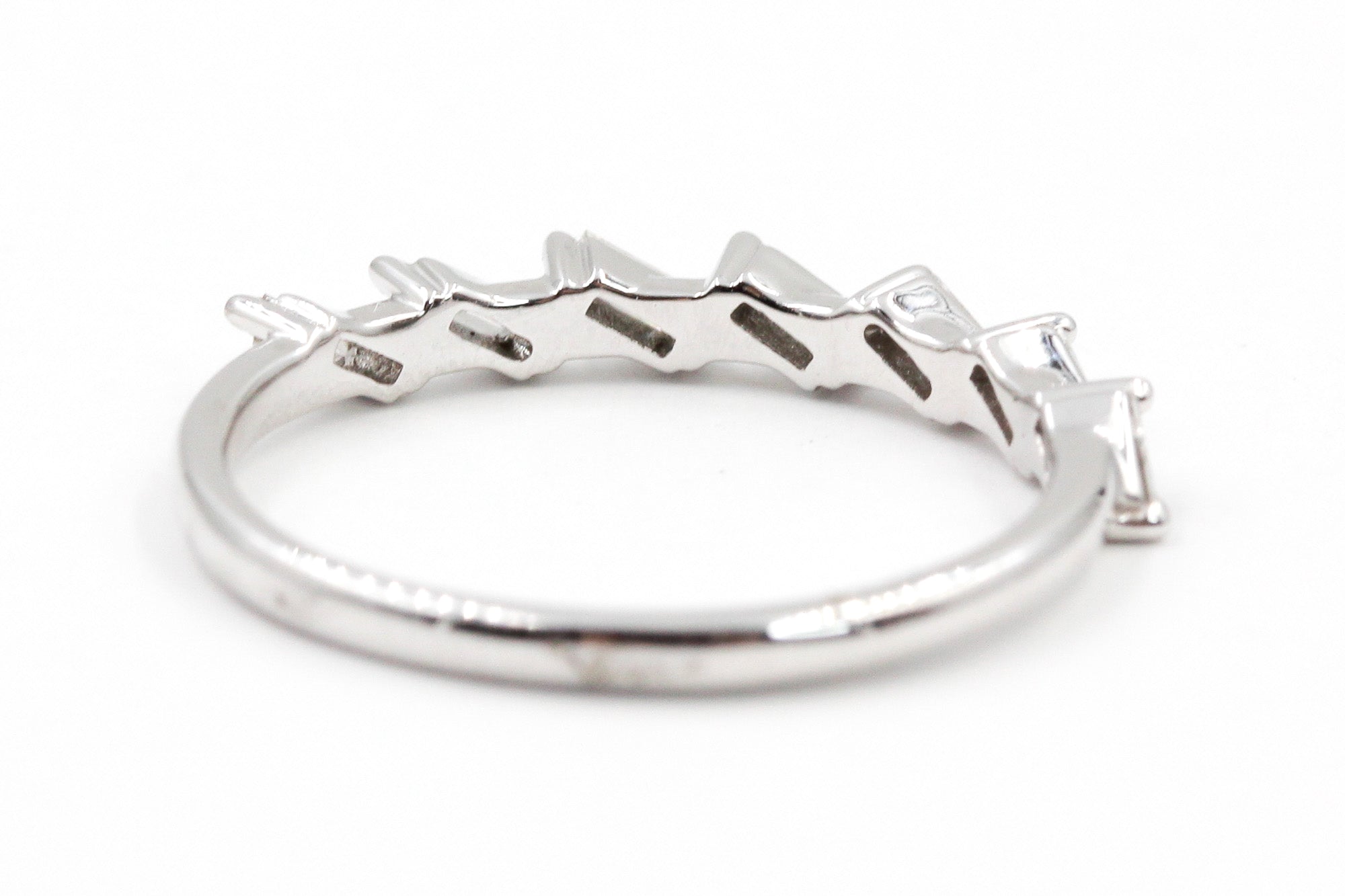 Slanted Diamond Baguette Band Ring - 10k White Gold - 0.30ctw