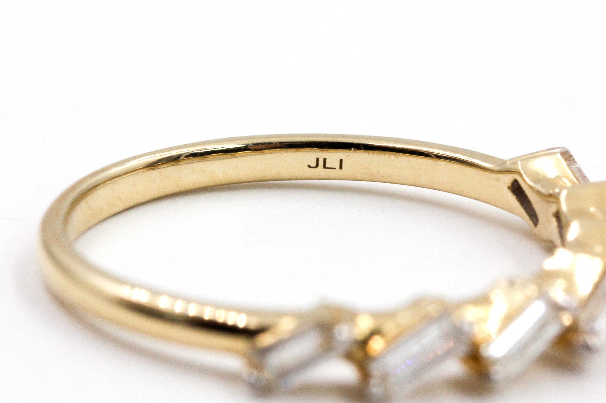 Slanted Diamond Baguette Band Ring - 10k Yellow Gold - 0.30ctw