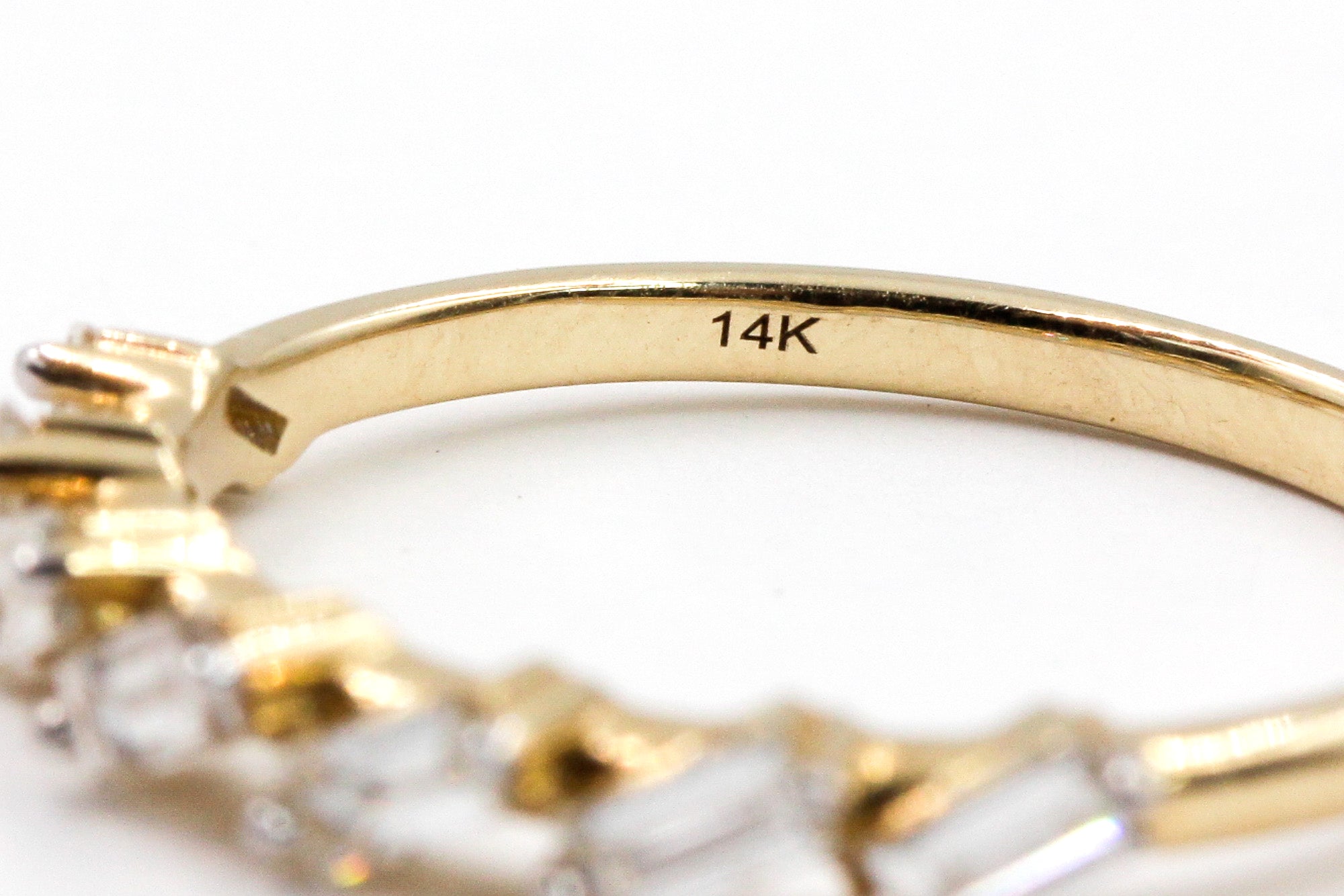 Slanted Diamond Baguette Band Ring - 10k Yellow Gold - 0.30ctw