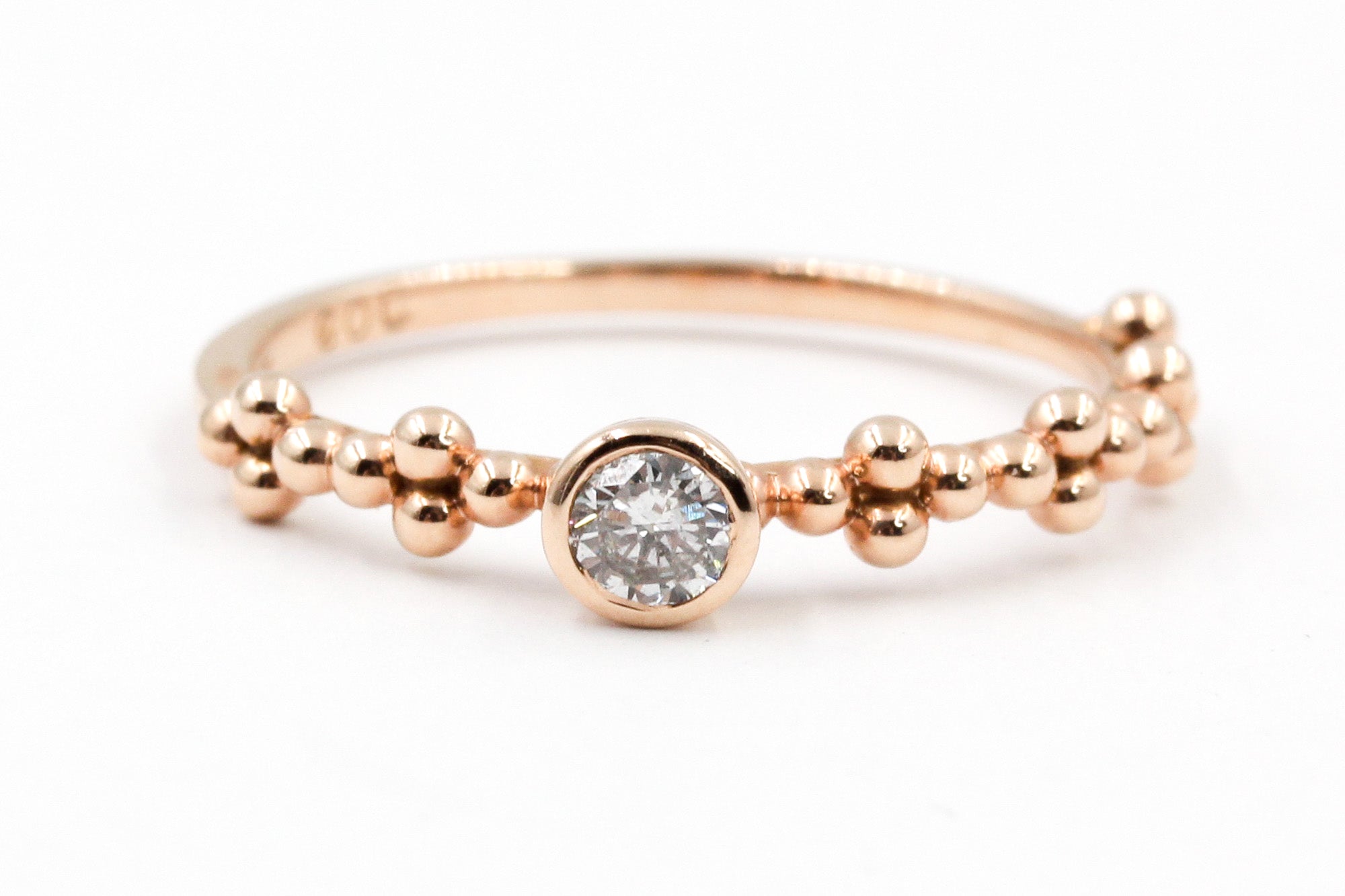 Solitaire Diamond Bezel Ring - 10k Rose Gold - 0.10ctw