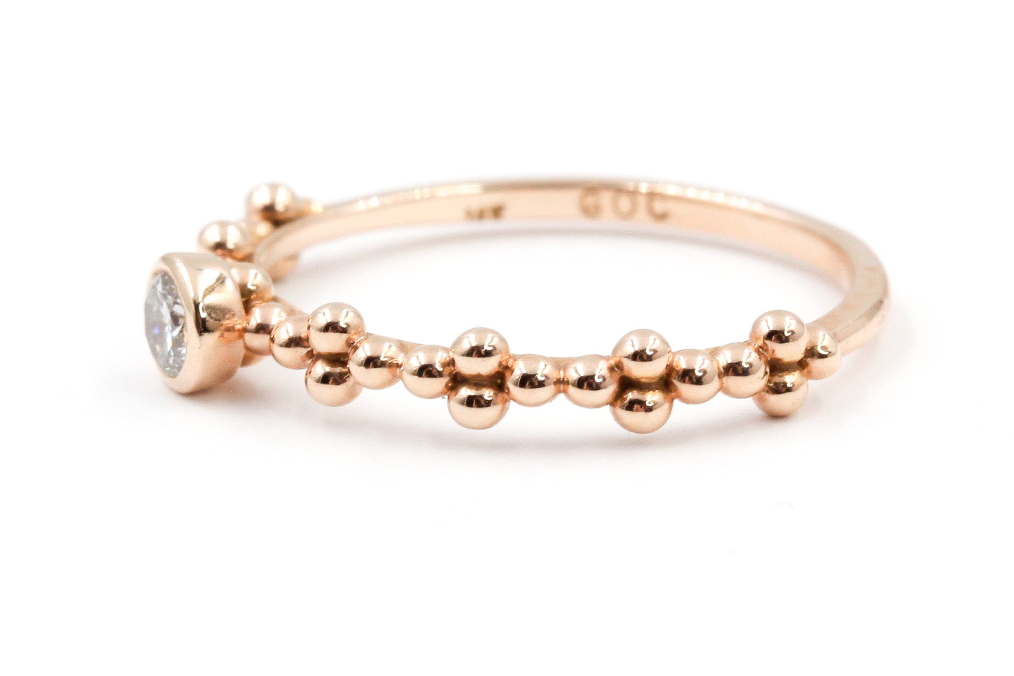 Solitaire Diamond Bezel Ring - 10k Rose Gold - 0.10ctw