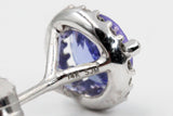 Tanzanite and Diamond Stud Earrings - 14k White Gold - 0.98ctw