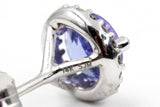 Tanzanite and Diamond Stud Earrings - 14k White Gold - 0.98ctw