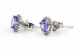 Tanzanite and Diamond Stud Earrings - 14k White Gold - 0.98ctw