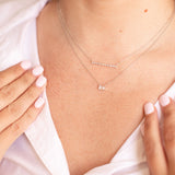 Tapered Diamond Baguette Bar Necklace - 14k White Gold - 0.29ctw