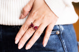 Watermelon Tourmaline Butterfly Ring - 14k Rose Gold - 0.05ctw