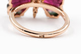Watermelon Tourmaline Butterfly Ring - 14k Rose Gold - 0.05ctw