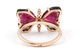 Watermelon Tourmaline Butterfly Ring - 14k Rose Gold - 0.05ctw