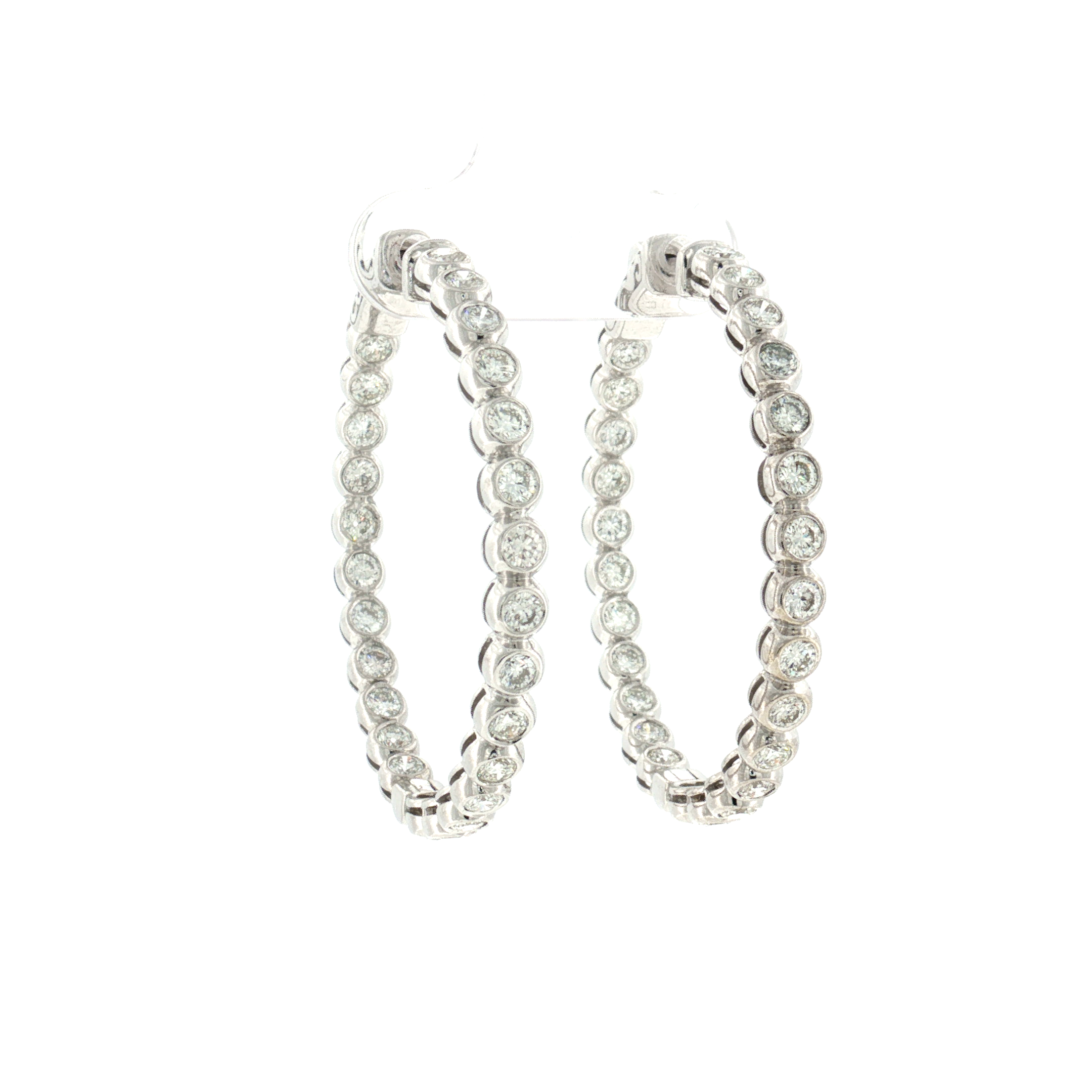 Bezel Diamond Inside Out Hoop Earrings 14k White Gold - 2.08ctw