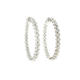 Bezel Diamond Inside Out Hoop Earrings 14k White Gold - 2.08ctw