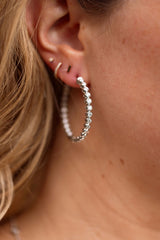 Bezel Diamond Inside Out Hoop Earrings 14k White Gold - 2.08ctw modeled