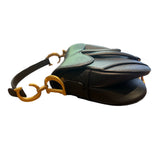 Christian Dior Grained Calfskin Mini Saddle Bag Black left side