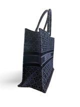 Christian Dior Velvet Cannage Large Book Tote Navy Blue left side