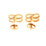Diamond and Mother of Pearl Clover Earrings - 14k Yellow Gold - 0.06ctw backs
