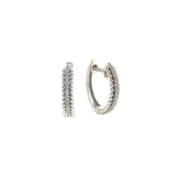 Diamond Beaded Huggie Earrings 10k White Gold 15mm - 0.07ctw