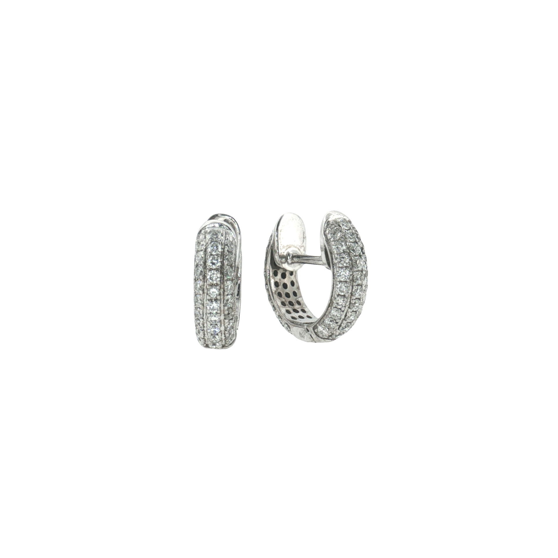 Diamond Huggie Earrings 14k White Gold 1.12ctw - 13.5mm