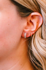 Diamond Huggie Earrings 14k White Gold 1.12ctw - 13.5mm modeled