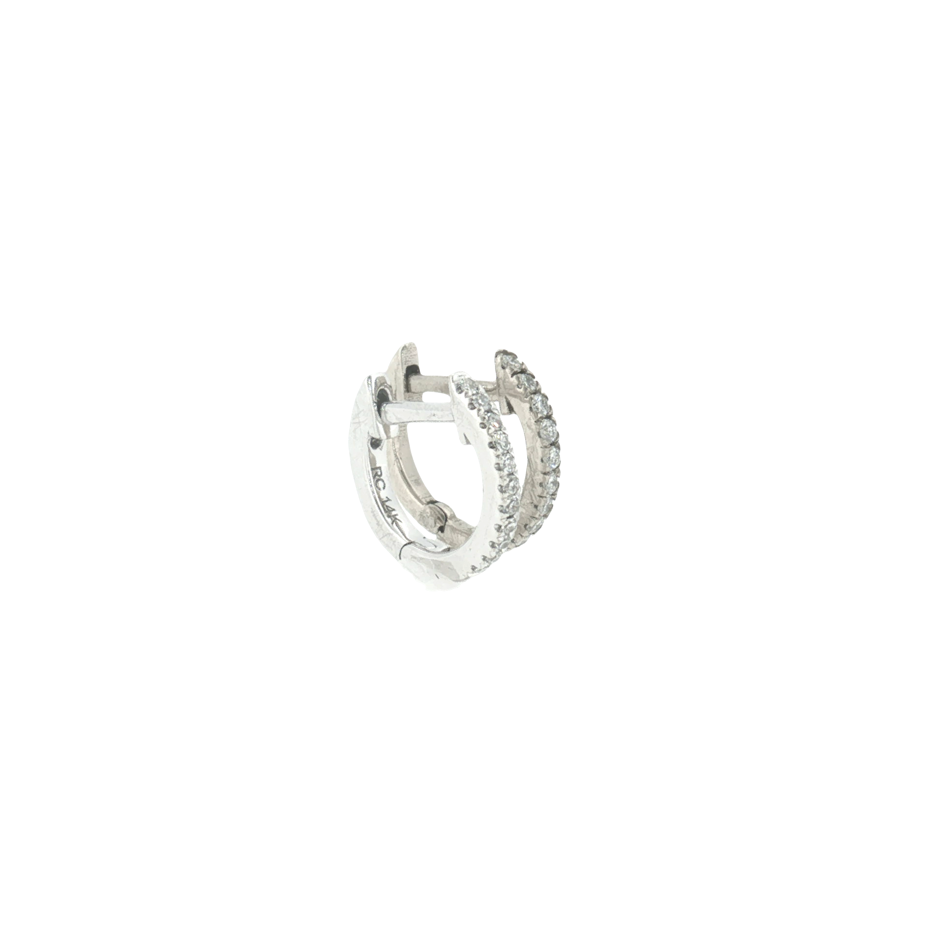 Diamond Huggie Earrings 14k White Gold 10.5mm - 0.12ctw front left