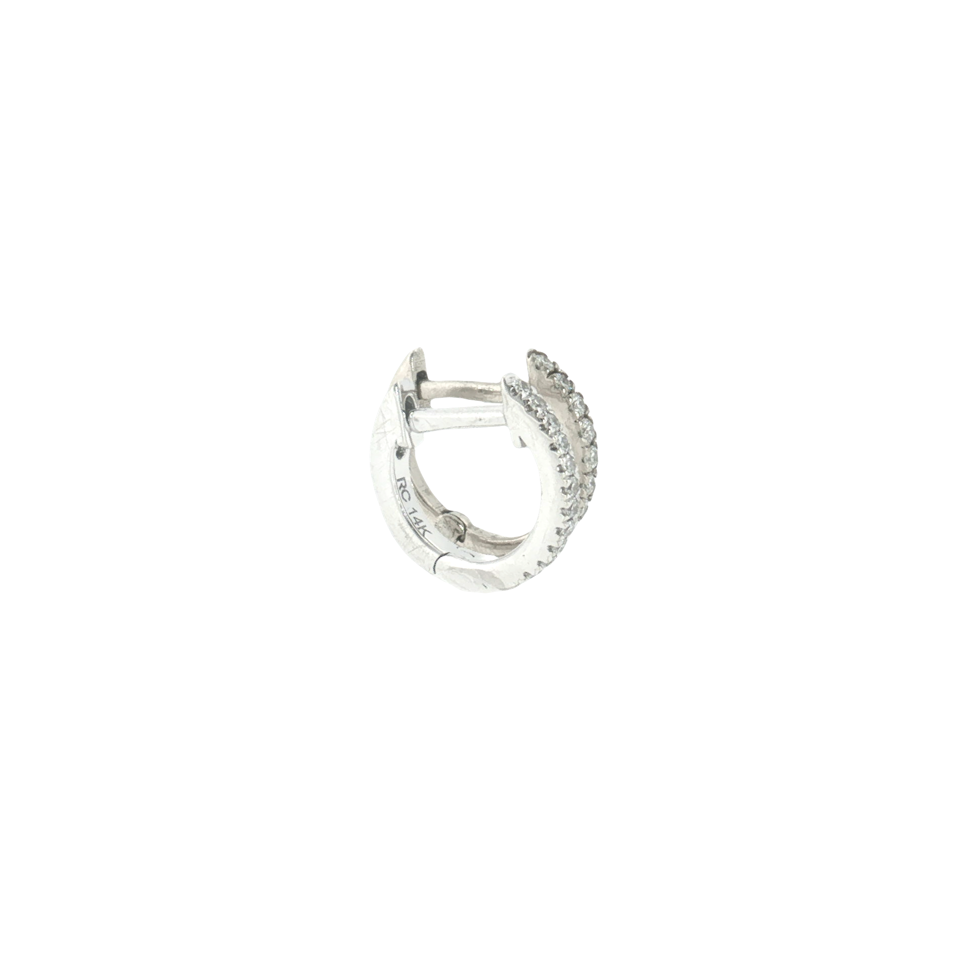 Diamond Huggie Earrings 14k White Gold 10.5mm - 0.12ctw left side