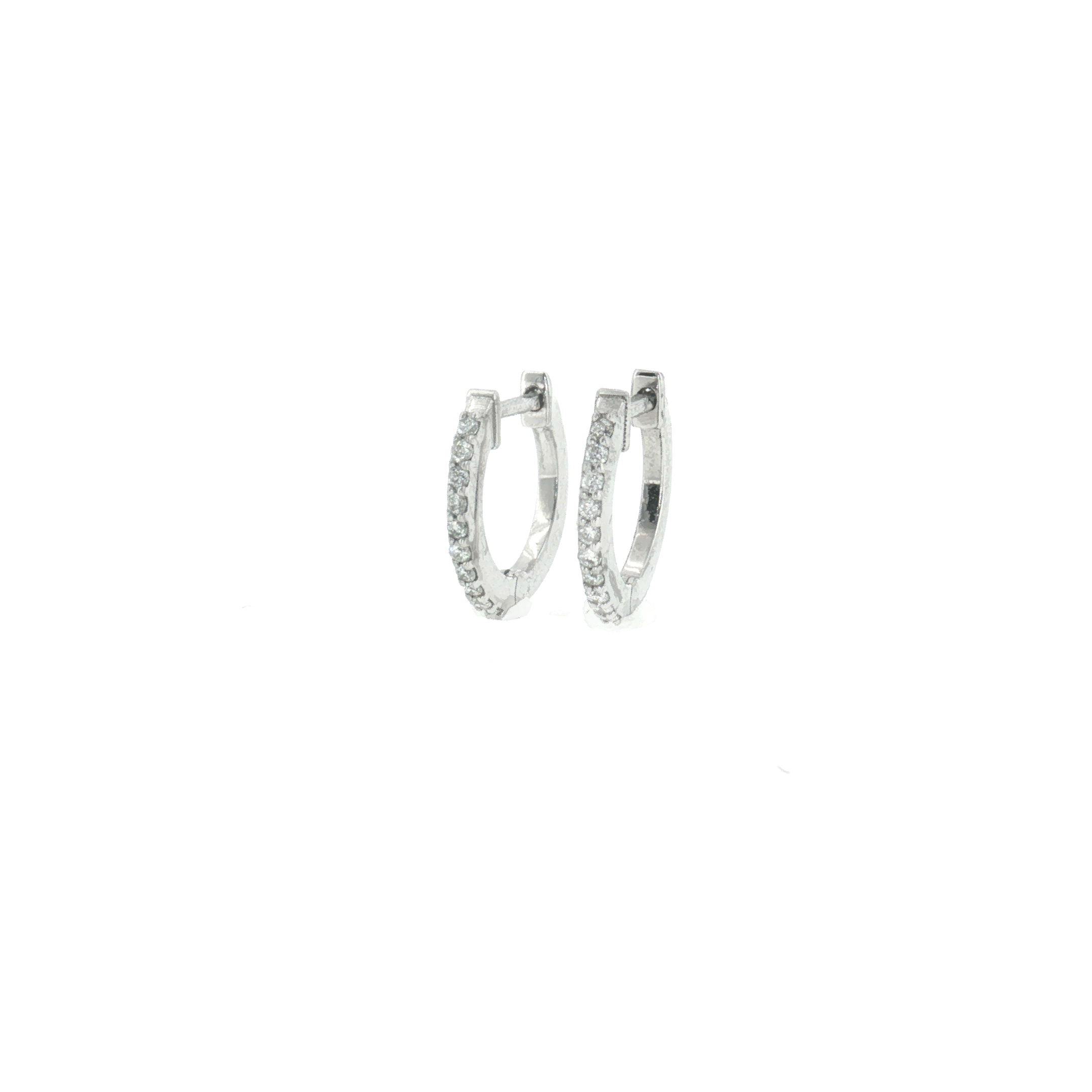 Diamond Huggie Earrings - 14k White Gold - 11mm - 0.10ctw