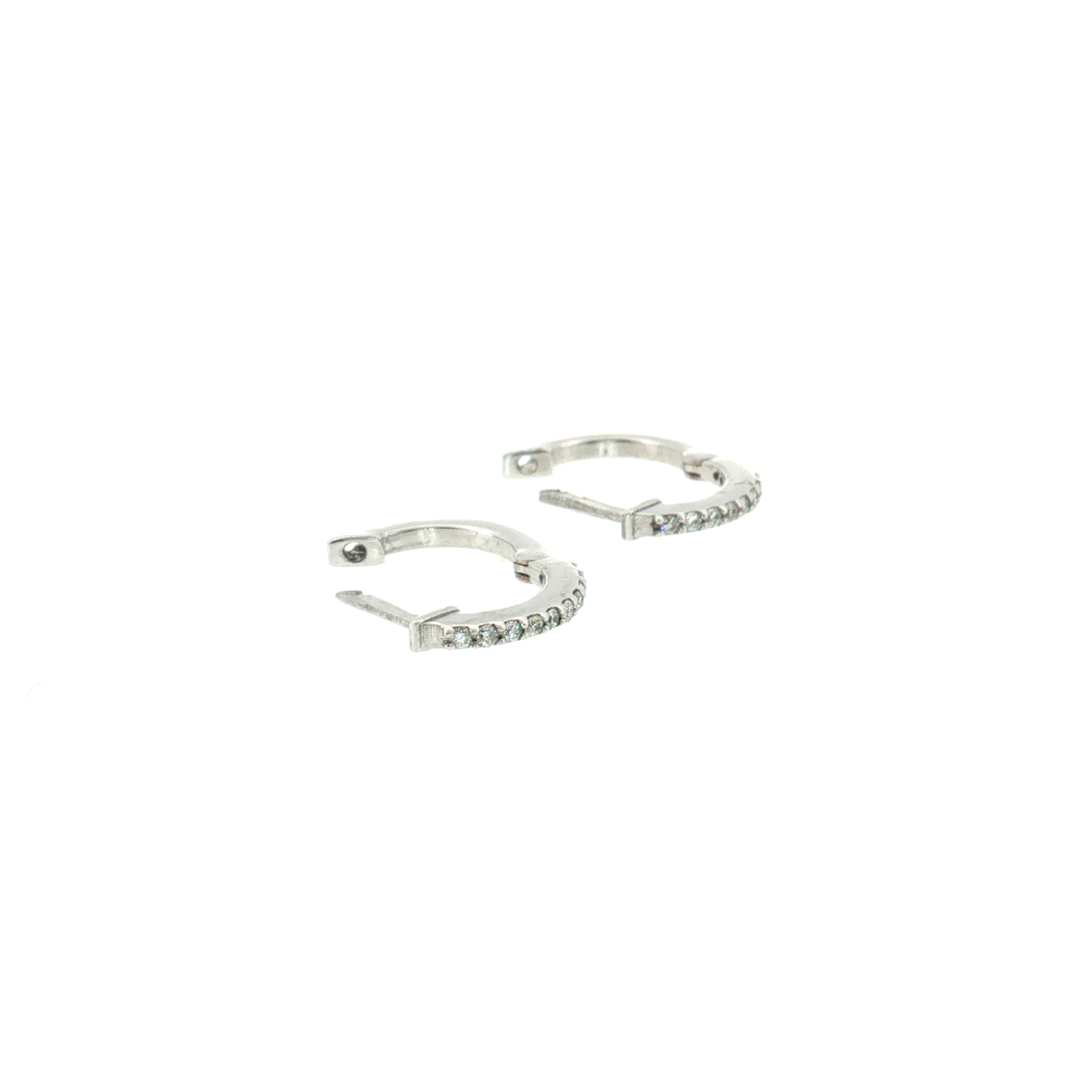 Diamond Huggie Earrings - 14k White Gold - 11mm - 0.10ctw earrings open