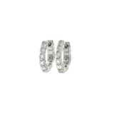 Diamond Huggie Earrings - 14k White Gold 14mm - 0.50ctw front right side view