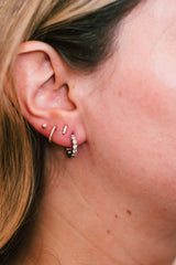 Diamond Huggie Earrings - 14k White Gold 14mm - 0.50ctw modeled