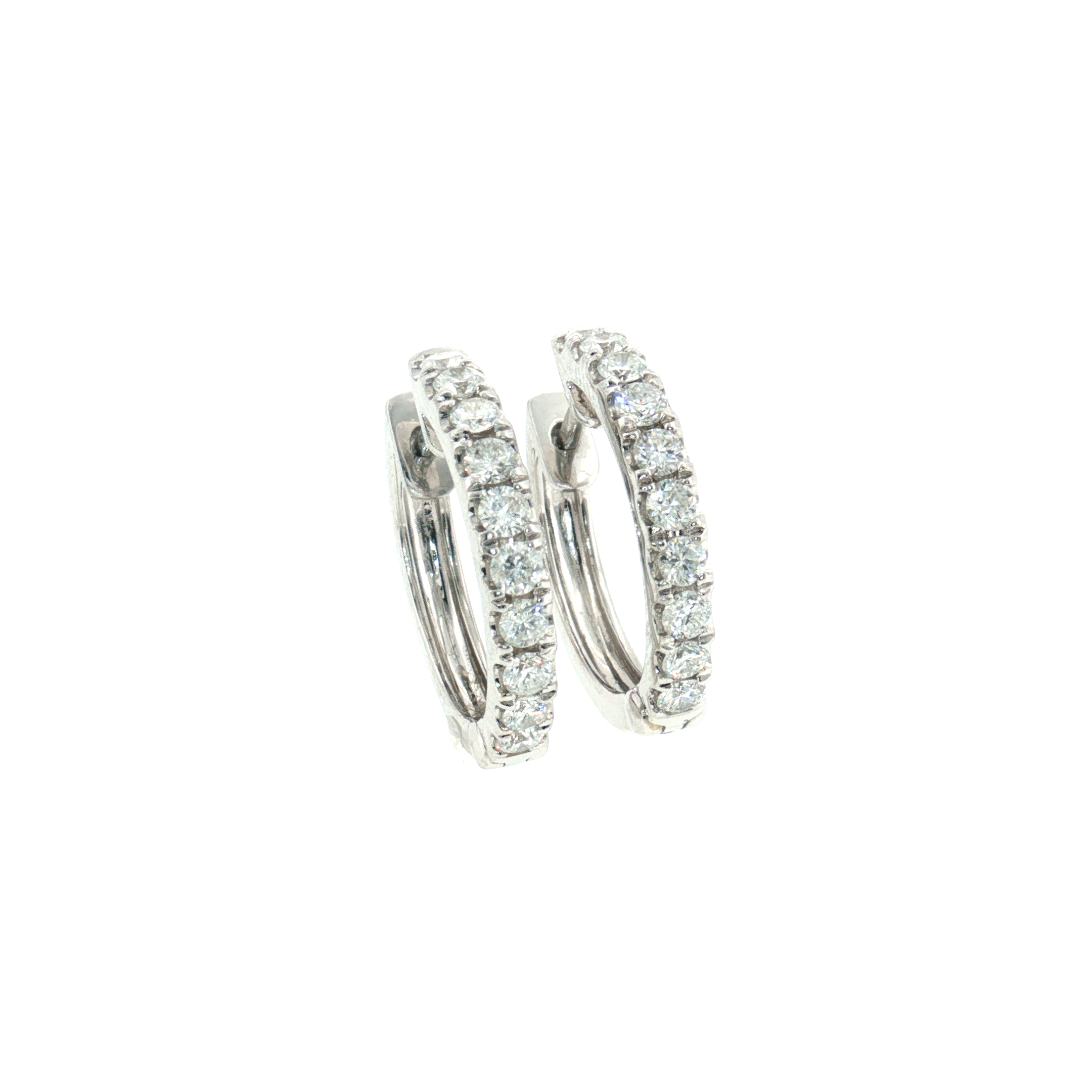 Diamond Huggie Earrings - 14k White Gold - 17mm - 0.60ctw