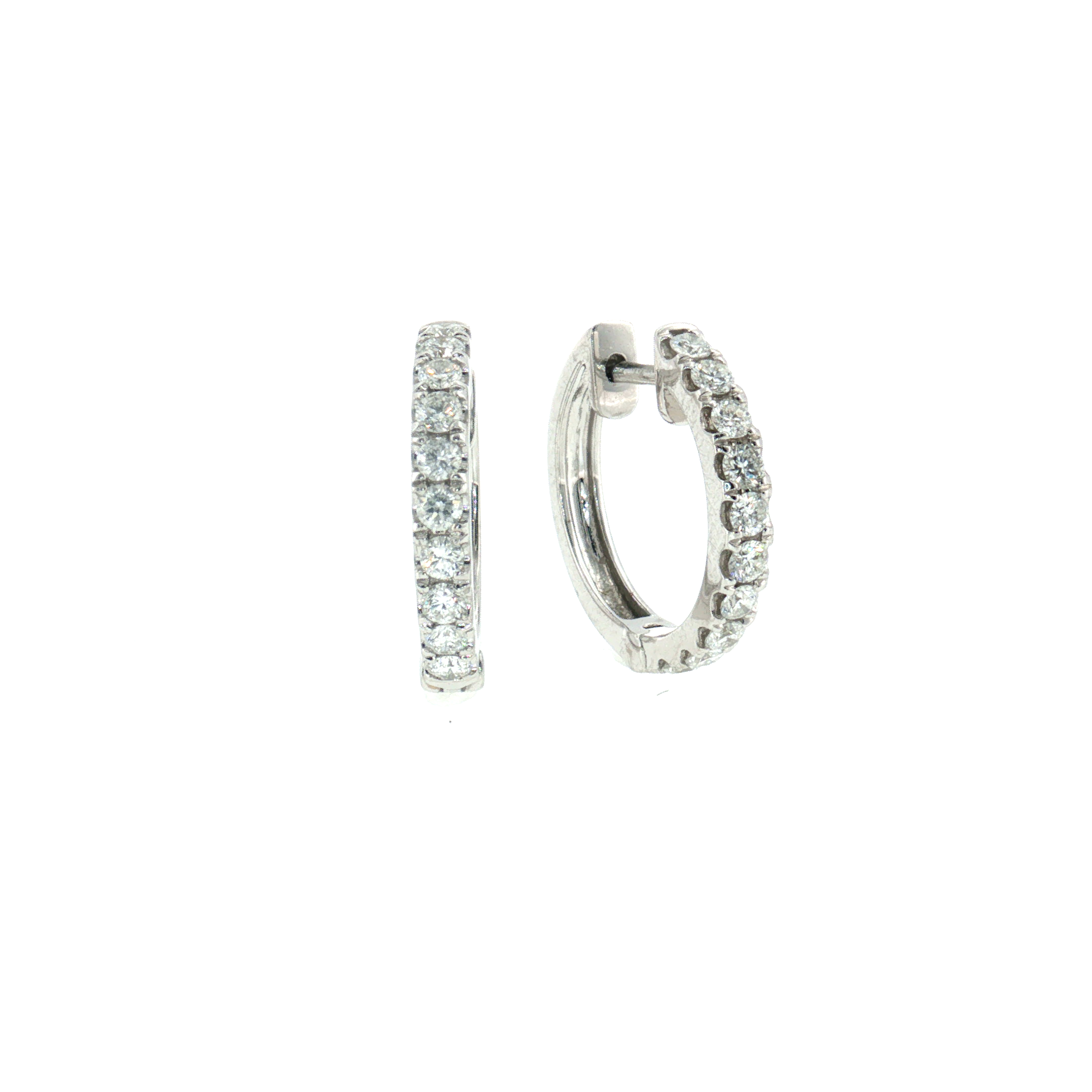 Diamond Huggie Earrings - 14k White Gold - 17mm - 0.60ctw fronts