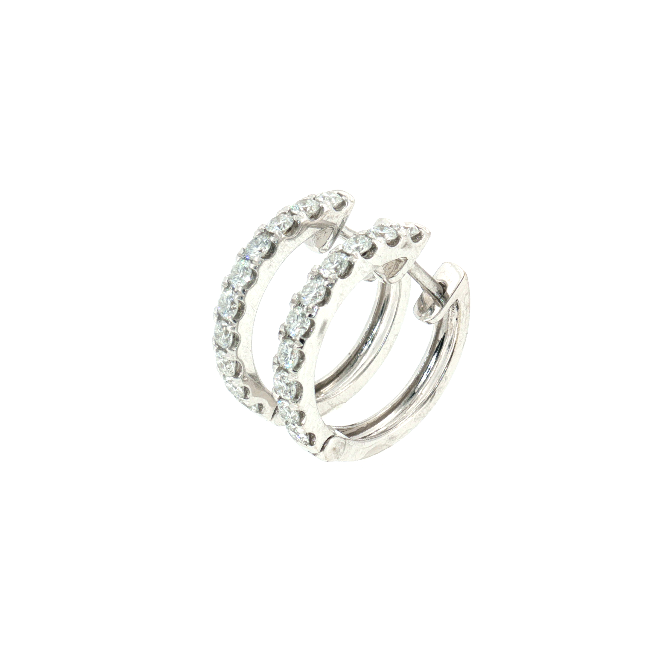Diamond Huggie Earrings - 14k White Gold - 17mm - 0.60ctw right side view