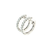 Diamond Huggie Earrings - 14k White Gold - 17mm - 0.60ctw right side view
