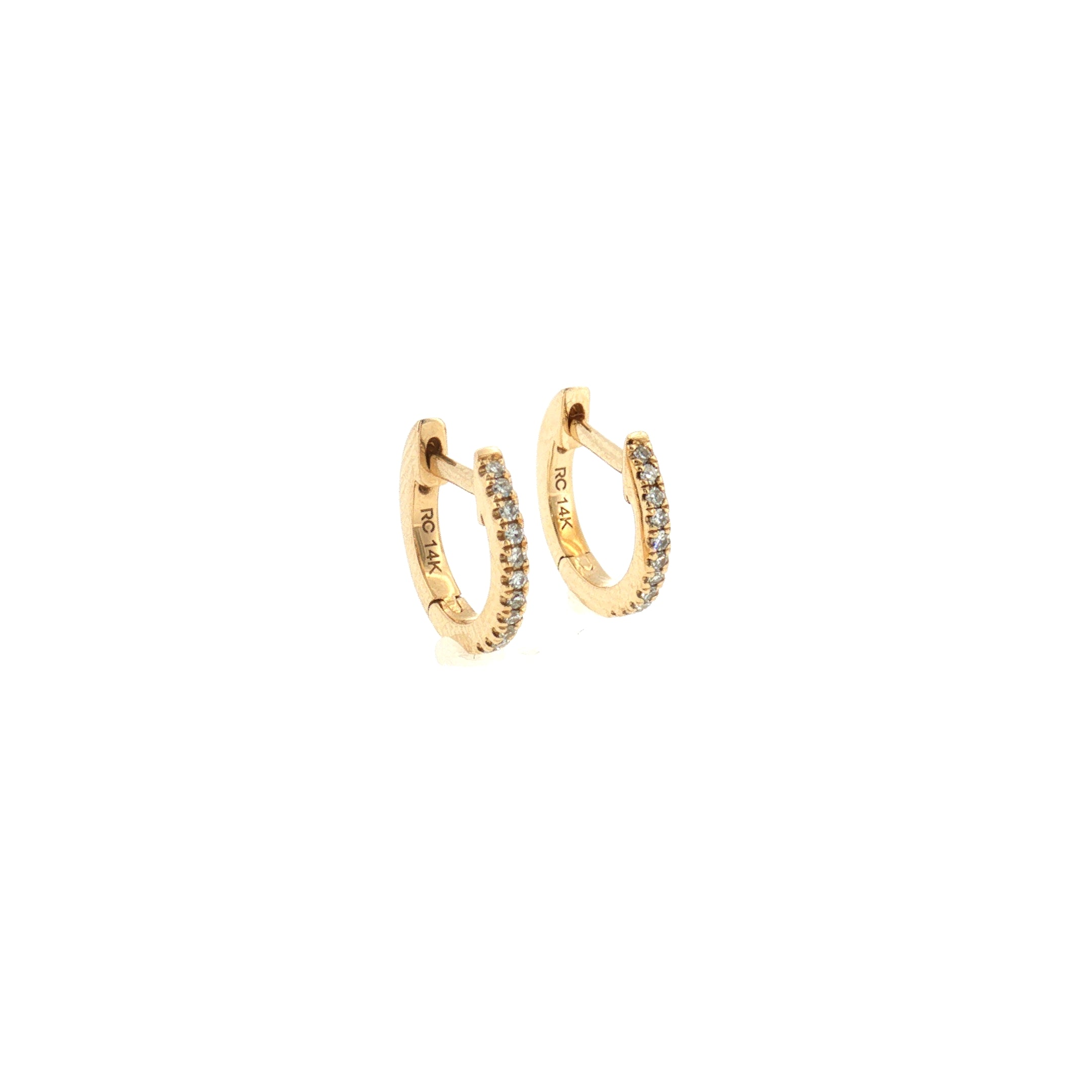 Diamond Huggie Earrings - 14k Yellow Gold - 10.5mm - 0.09ctw