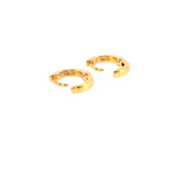 Diamond Huggie Earrings - 14k Yellow Gold - 10mm - 0.37ctw back open and stamps