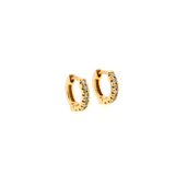 Diamond Huggie Earrings - 14k Yellow Gold - 10mm - 0.37ctw left side view