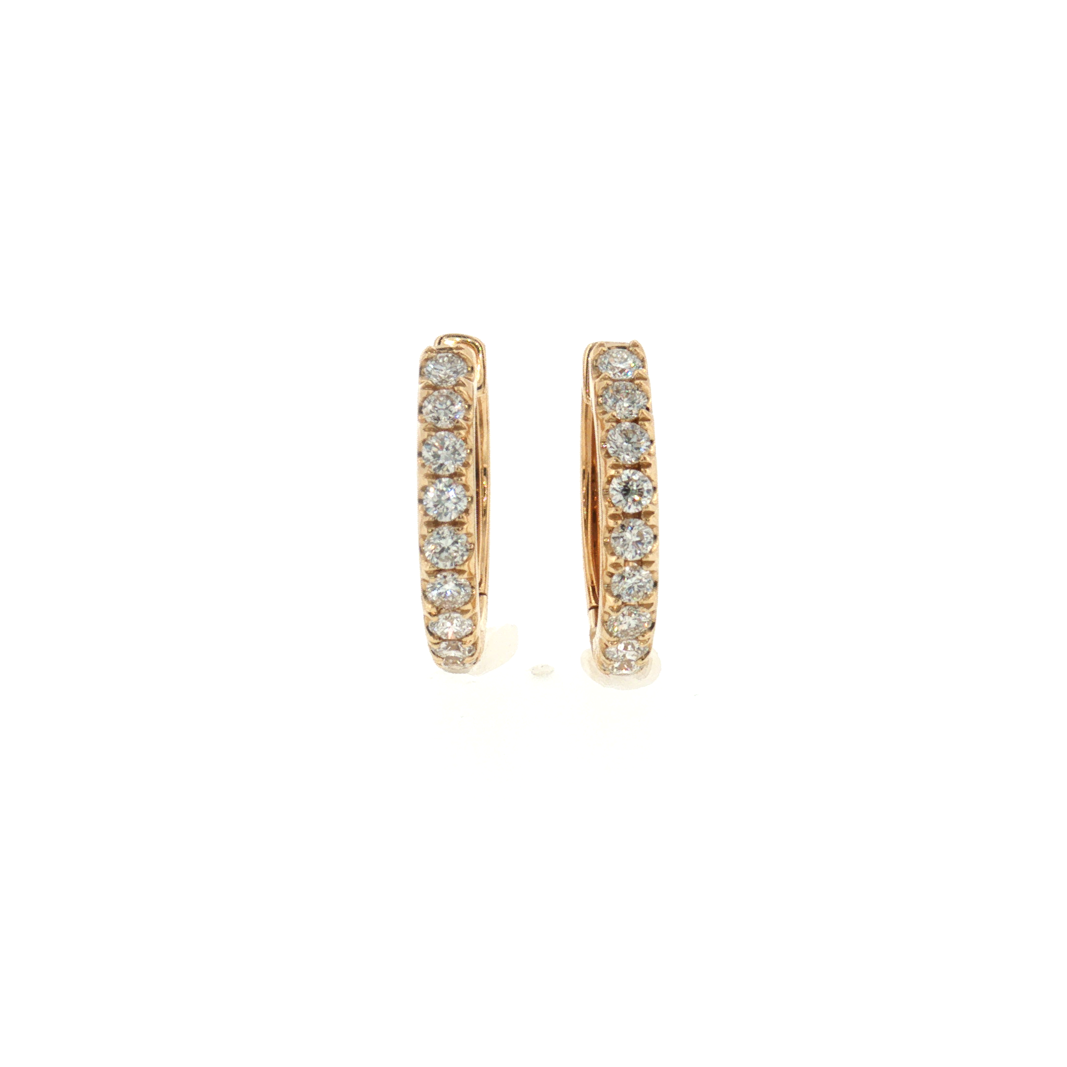 Diamond Huggie Earrings - 14k Yellow Gold - 15mm - 0.46ctw