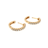 Diamond Huggie Earrings - 14k Yellow Gold - 15mm - 0.46ctw clasps open
