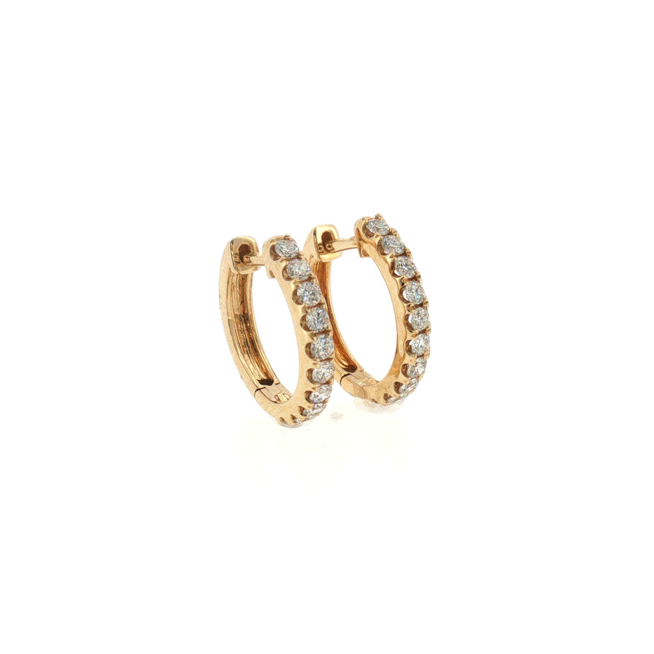 Diamond Huggie Earrings - 14k Yellow Gold - 15mm - 0.46ctw left side view