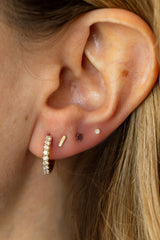 Diamond Huggie Earrings - 14k Yellow Gold - 15mm - 0.46ctw modeled