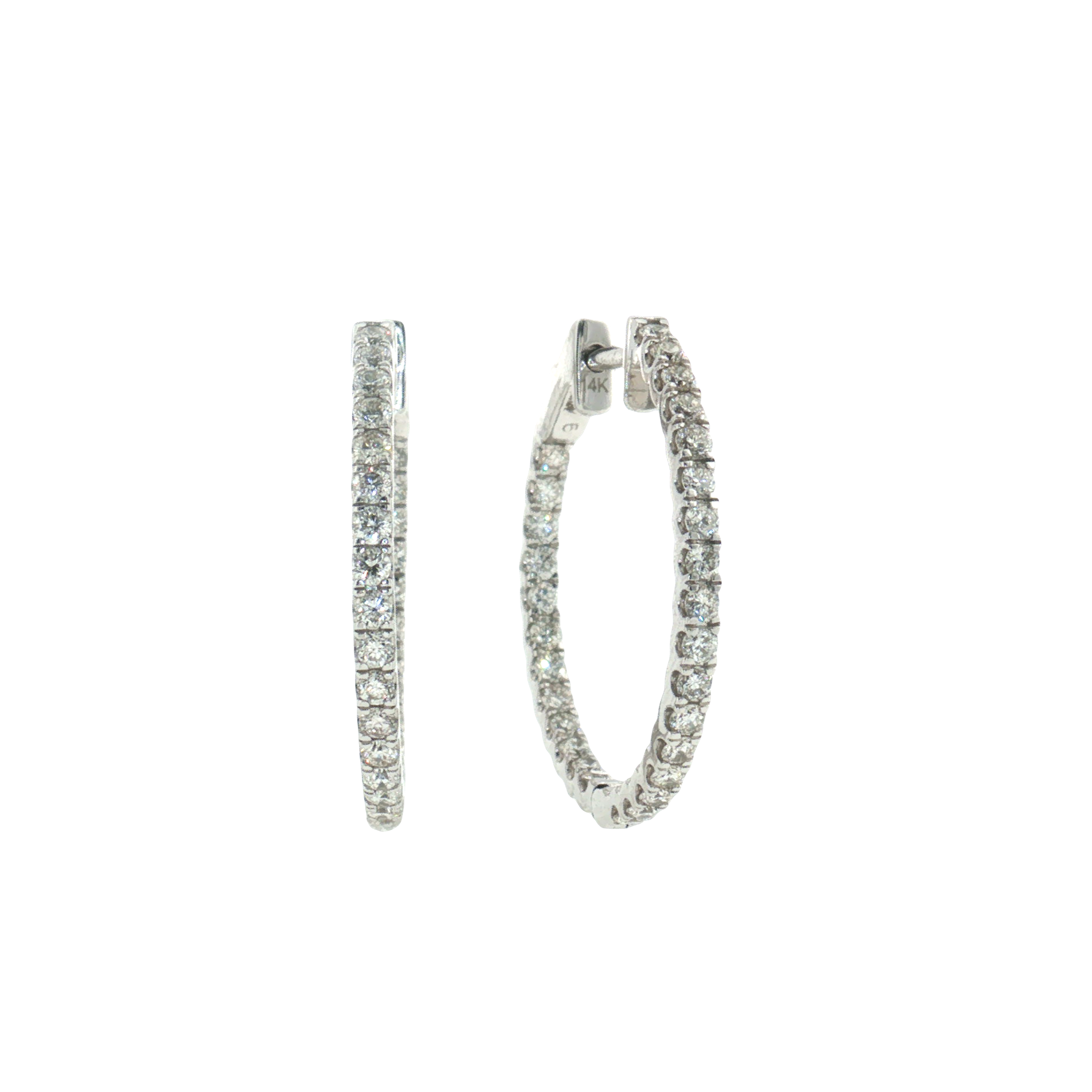 Diamond Inside Outside Hoops - 14k White Gold - 1.10ctw front image 2