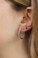 Diamond Inside Outside Hoops - 14k White Gold - 1.10ctw modeled 2