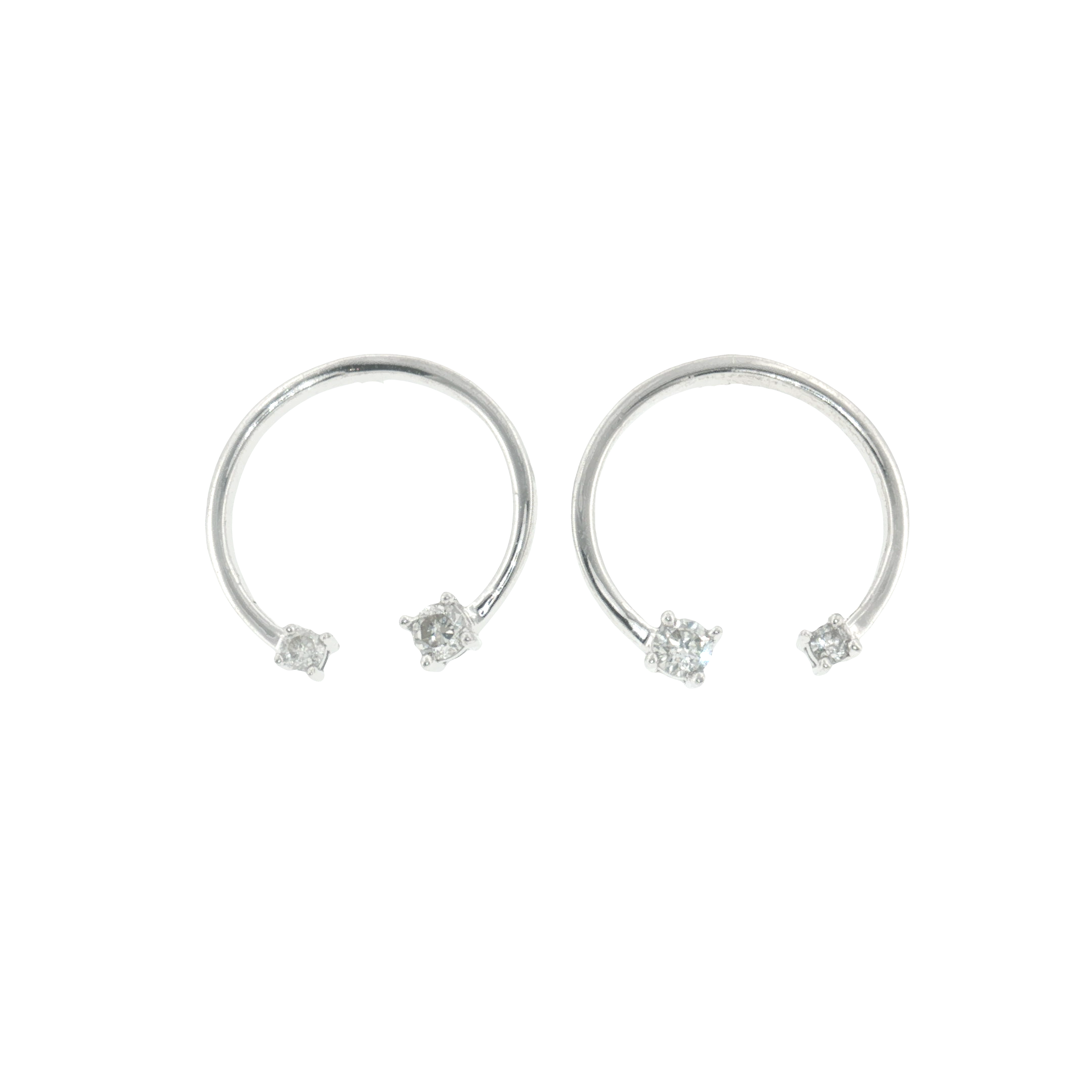 Diamond Open Hoop Earrings - 925 Silver - 0.14ctw