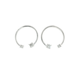 Diamond Open Hoop Earrings - 925 Silver - 0.14ctw