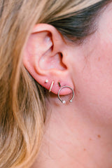 Diamond Open Hoop Earrings - 925 Silver - 0.14ctw modeled
